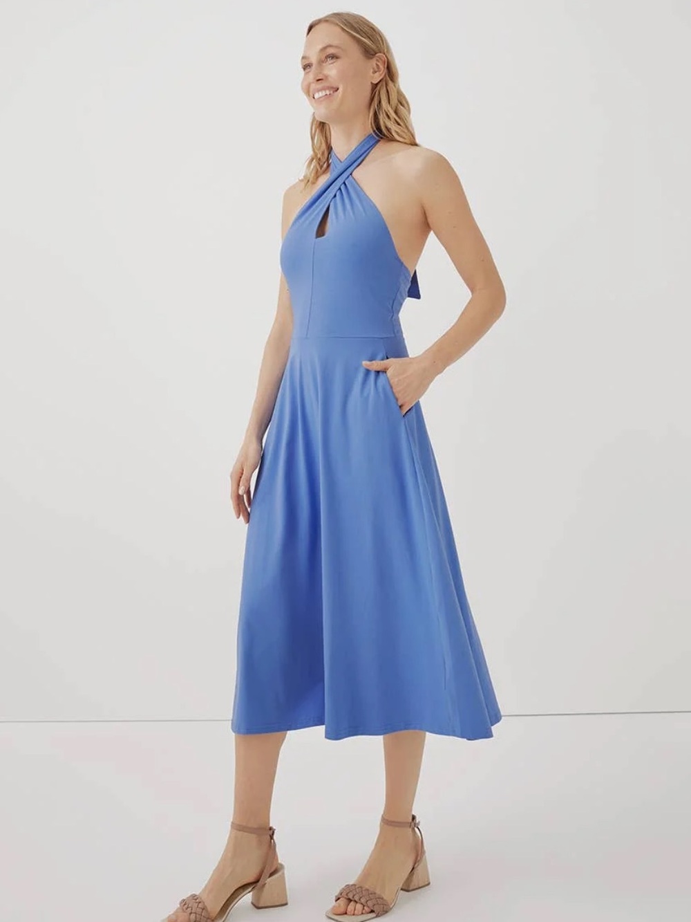 Pact Fit and Flare Modern Halter Dress organic cotton